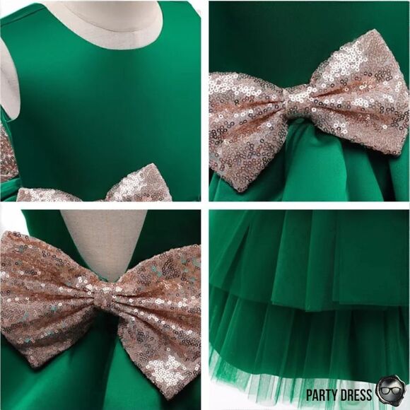 NOELLE LAYERED SATIN & TULLE TODDLER PARTY HOLIDAY DRESS EMERALD GREEN 1-2 YEARS - Picture 10 of 16